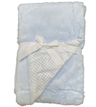 Hellblaue Babydecke von Nørgaard Madsen in 80x110 cm mit flauschiger Plüschvorderseite, Rückseite mit Punktenmuster und weißer S